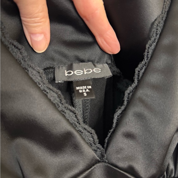 Bebe Vintage Black Satin Pencil Skirt Dress - Picture 5 of 11